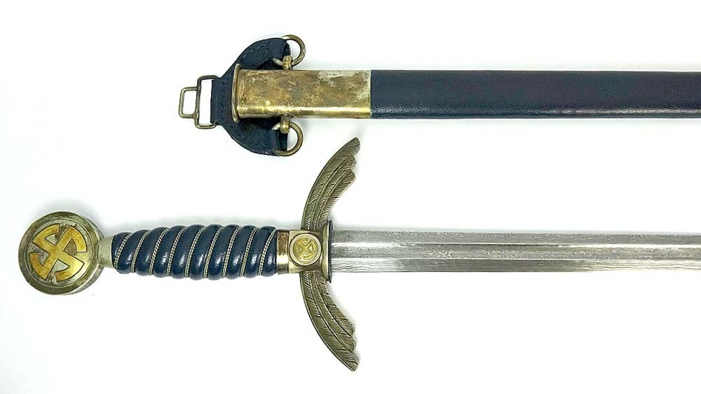 Early Luftwaffe sword with Damascus blade, stamped "Damascus" 