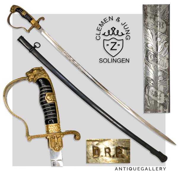 Баварская парадная сабля офицера Вермахта Третий рейх, производитель Clemen & Jung