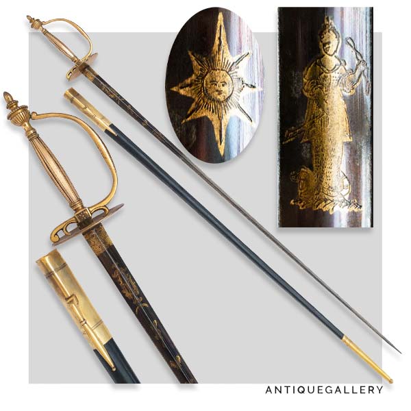Шведская шпага с изображением на клинке женщины, конец 18 век — начало 19 века