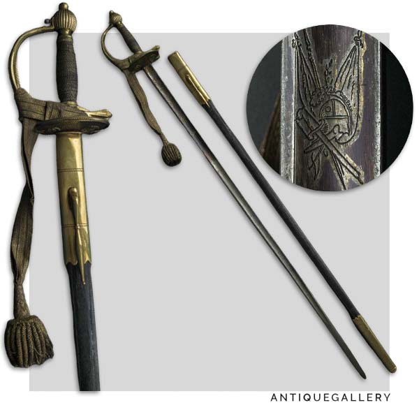 Европейская шпага, клинок в синении и золочении с оригинальным темляком