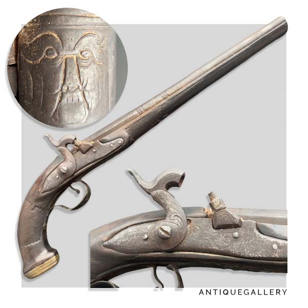 Итальянский капсюльный пистолет с капсюльным замком 18-19 век