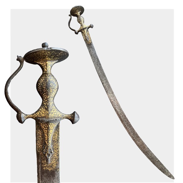 Индийский Тальвар с насечкой из золота на клинке и рукоятке, 18 век