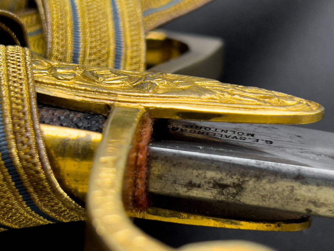 Шведский палаш с позолотой конца 19 века (именной "J Siökrona")